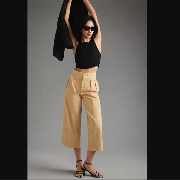 2 for $120 Anthropologie Maeve Remi Wide-Leg Crop Chino Pants - New 14 Tall - Picture 1 of 6